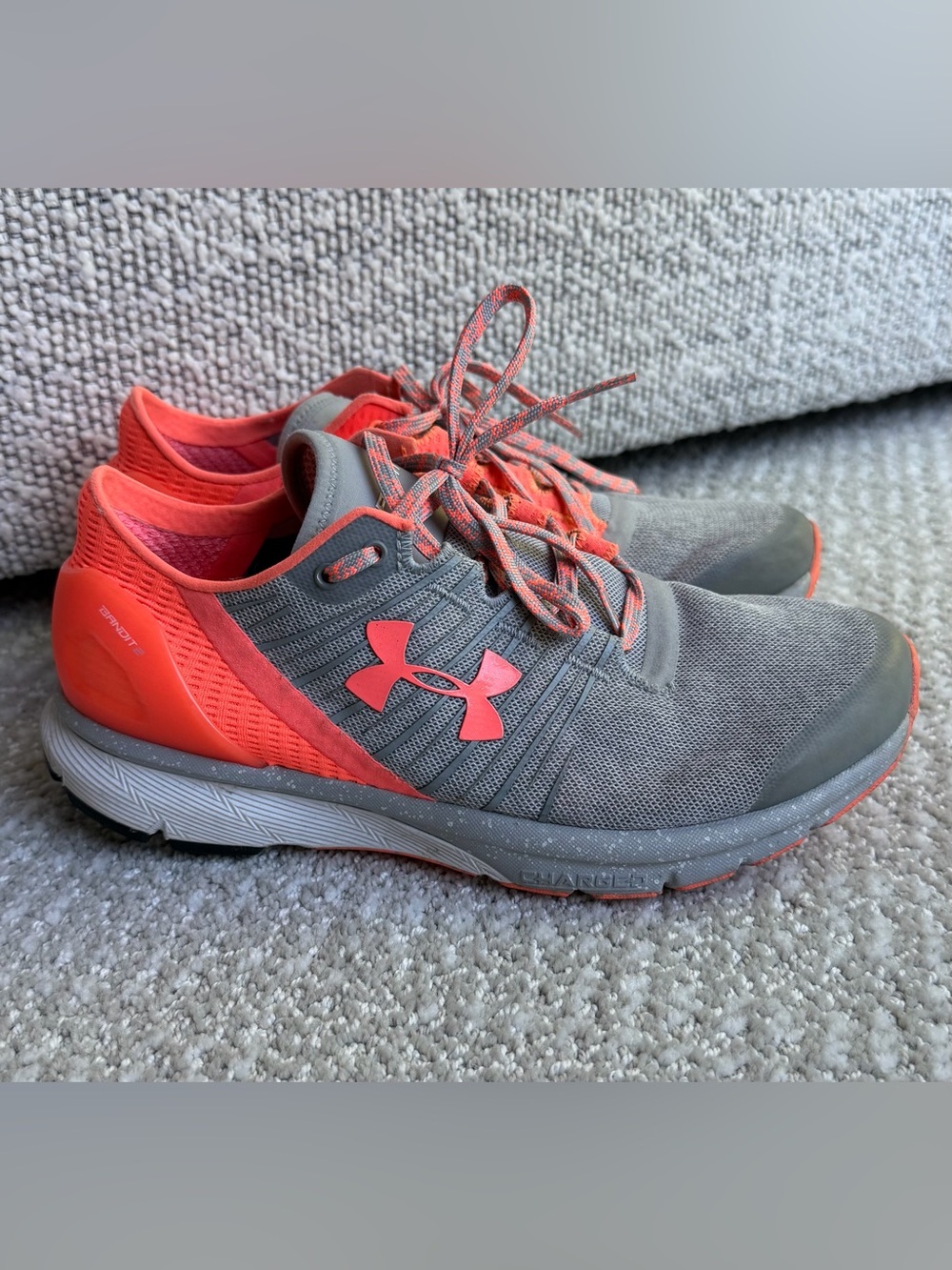 Under Armour Women's Gray and Orange Athletic Running Sneakers